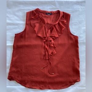TOMMY HILFIGER , BURNT ORANGE RUFFLE V-NECK SLEEVELESS WOMEN’S XL TOP